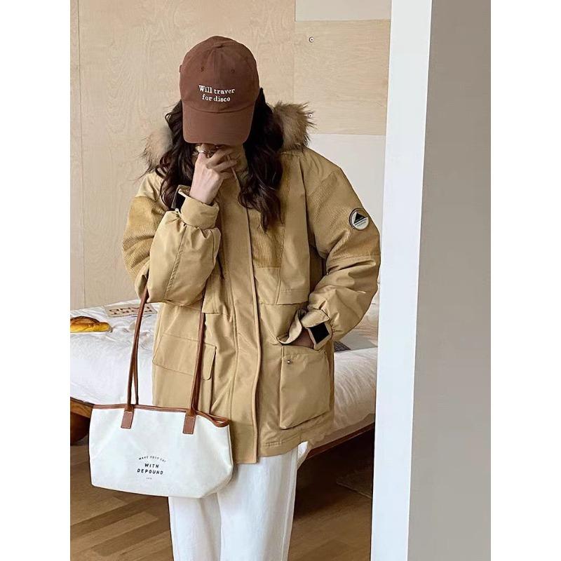 

Куртка пуховик женская новая средней длины и длинная пух белой утки утолщенная рабочая пирог для преодоления зимнего пальто для пар M (120-70kg can be worn)