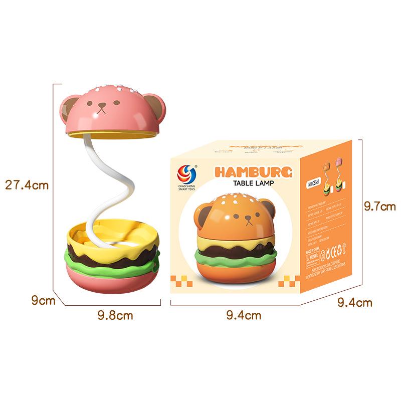 Rechargeable Creative Burger LED Night Light - Acrylic USB Lamp for Bedroom or Desktop, Perfect Student Gift