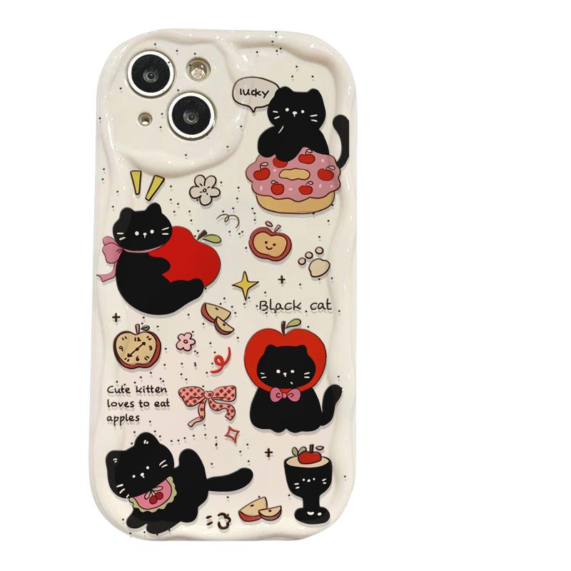 Cute Black Cat Hang Chain Case For Google Pixel 8a 7a 7 8 10 Pro 9 XL Soft Y2K Silicone Cover