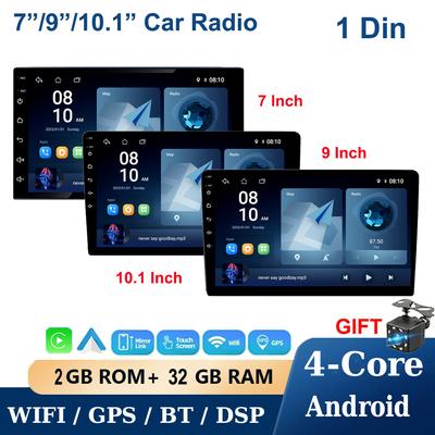 Univerzális 1 Din 7" 9" 10"2+32G Android Radio Auto Android 9.1 autós lejátszó támogatás Tükör Link Hátsó nézet WIFI GPS BT FM kormánykerék vezérlés