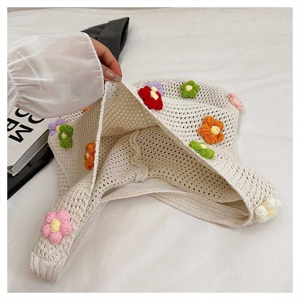 Large capacity hollow knitted bag, fashionable and trendy commuting tote bag, yarn knitted vacation beach bag, single shoulder crossbody bag