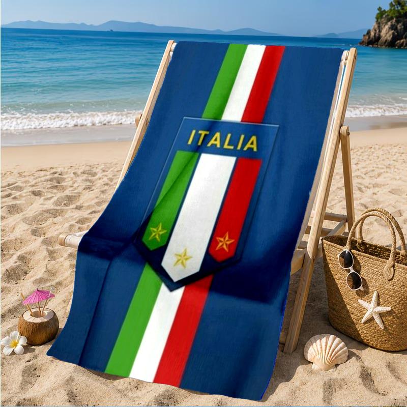 Asciugamano da Spiaggia in Microfibra Stampato con Stemmi del Calcio Italiano, Morbido e Assorbente, Asciugatura Rapida, Ideale per Viaggi Estivi, Essenziale per la Spiaggia, Piscina