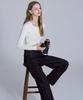 BASIC HOUSE Women'S Square Neck Long Sleeve Sweater Ivory Lykt7204
