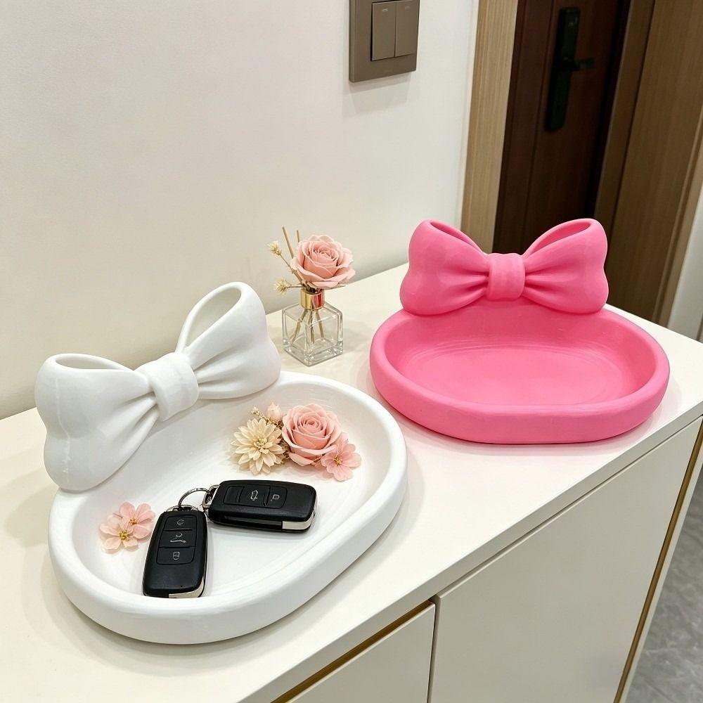 3D Printed 3D Printed Bow Storage Box Bowknot Love Heart Shell Shape Bow Jewelry Tray Desktop Organizer Plastic