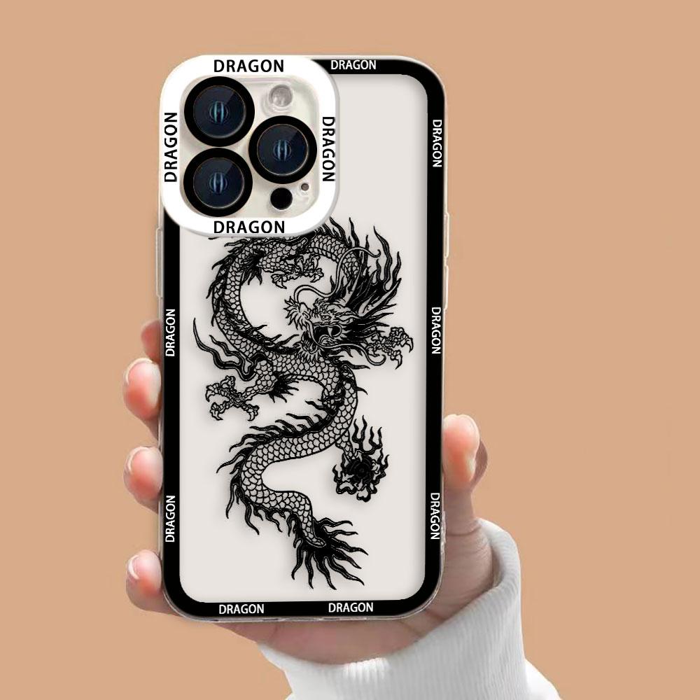 Oriental Style Chinese Dragon Clear Phone Case For Samsung Galaxy S26 S25 S24 S23 S22 S21 S20 FE PLUS ULTRA EDGE TPU Case Shell