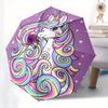 Unicorn, Magic Automatic Folding Umbrella  8 Ribs, Durable Iron Frame, Bright Color Pattern Compact Travel Umbrella, Suitable for Outdoor, B
