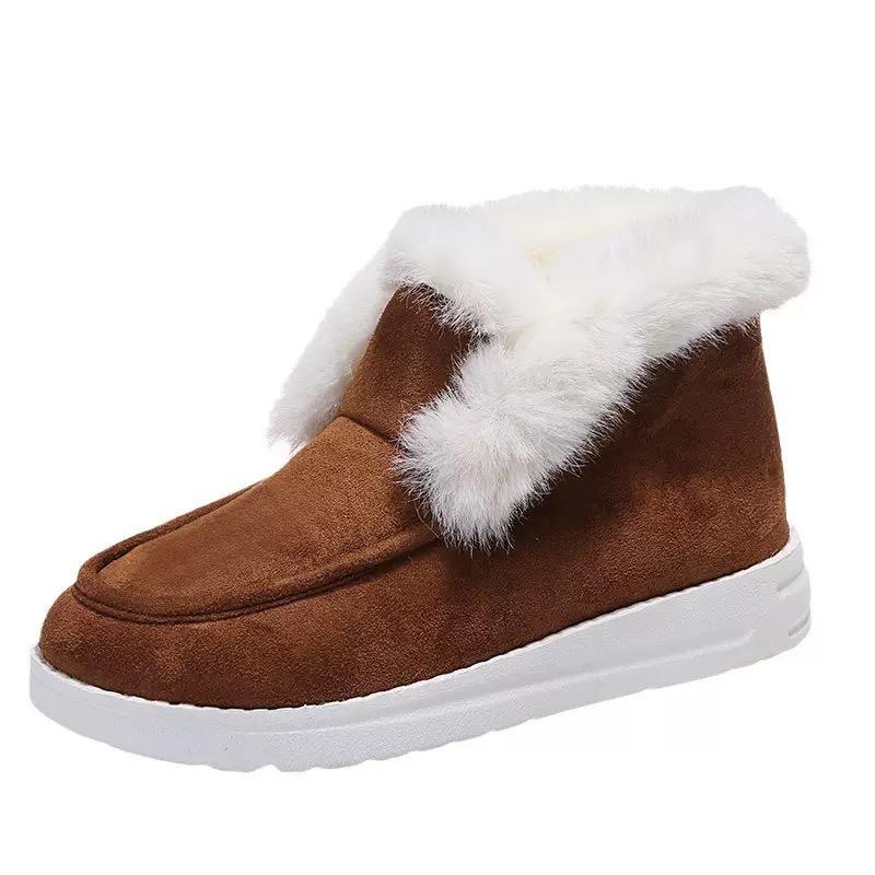 New Ladies Slip On Comfortable Ankle Boots Women Winter Warm Plush Fur Snow Boots Suede ShoesFemale Footwear Botas Femininas