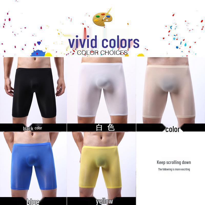 Ice Silk Men's Boxer Briefs - Solid Color Transparent Underwear