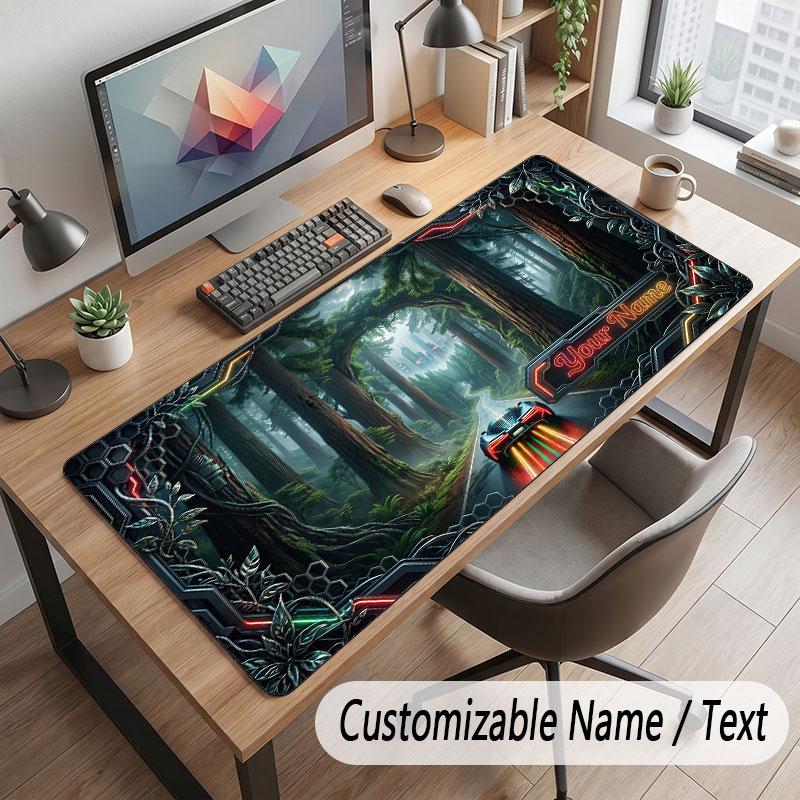 Mushroom Forest Theme Customized Mouse Pad Personalized Print Name Text Desk Mat For Home Office Table Decor