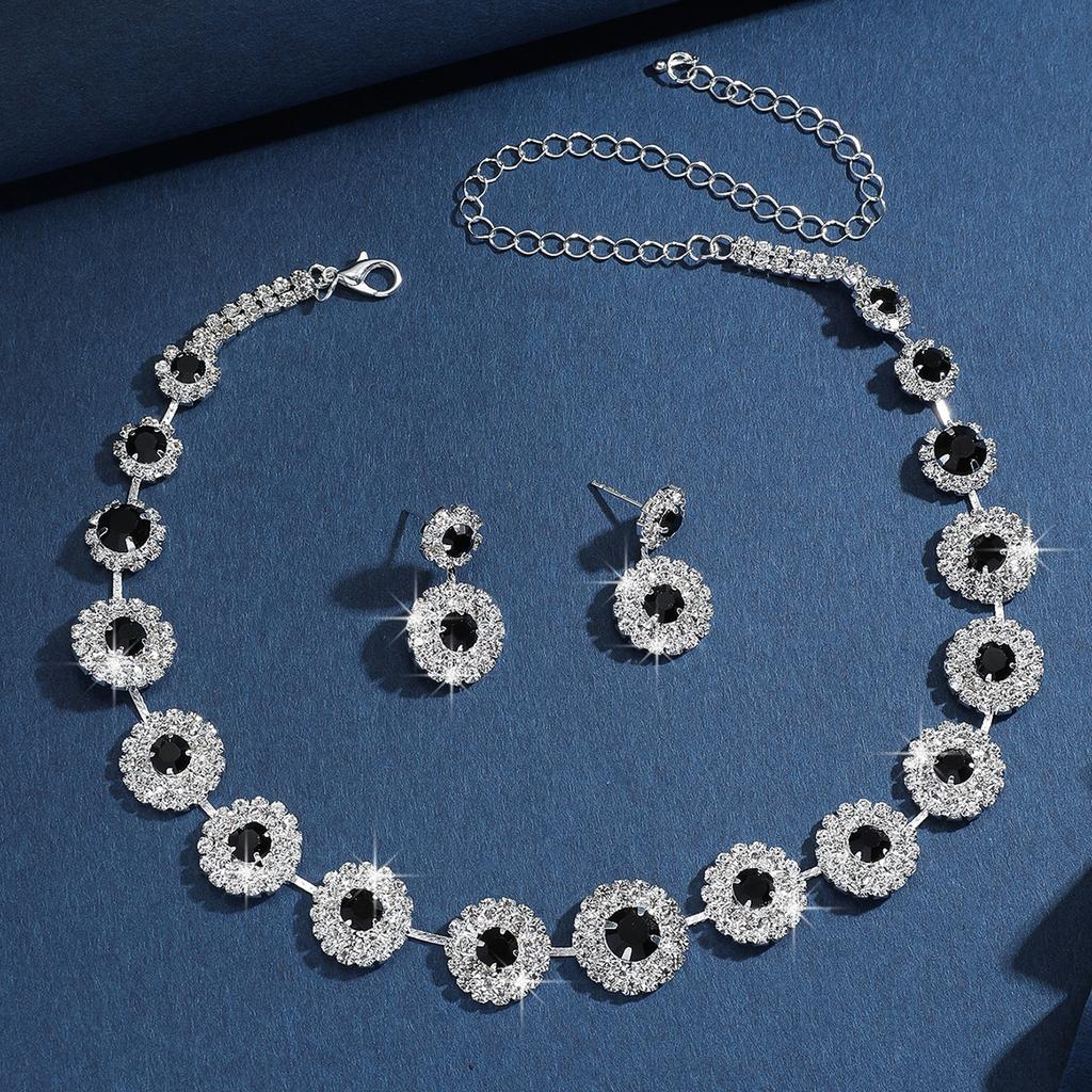 3PS Wedding Seasons Luxury Full Diamond Women's Earrings Necklace Zircon Set Wedding Dress Neck Accessories Women's Dress