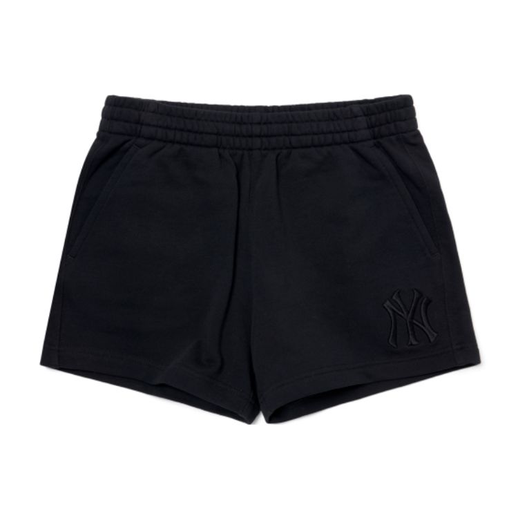 MLB Basic Logo New York Yankees Einfarbig Mittlere Taille Bestickt Gerade Beine Freizeitshorts Damen-Shorts Schwarz 3FSPB0323-50BKS S black