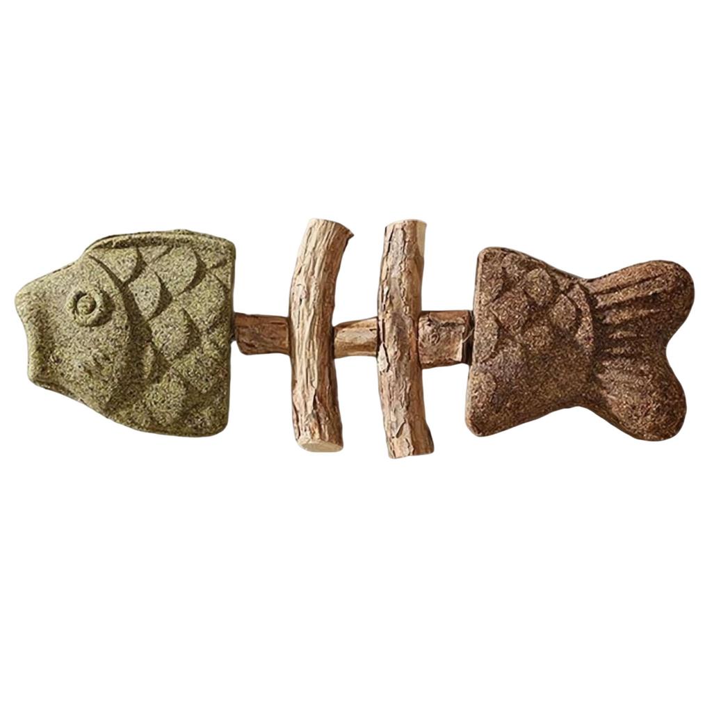 Funny Fish Bone Cat Chew Toy Wooden Teeth Cleaning Stick Cats Dental Toy for Dental Care Feline Toothbrush Alternative