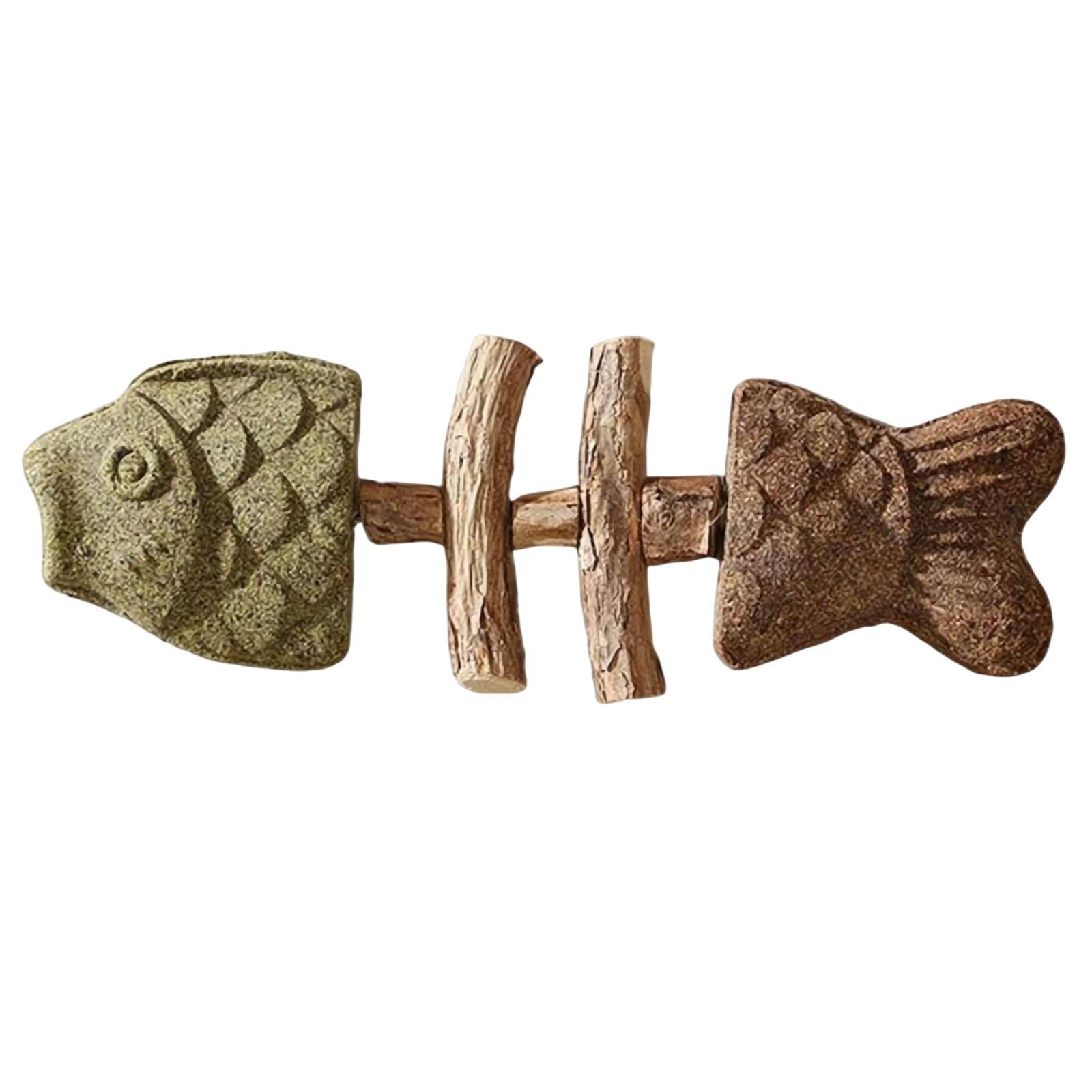 

Funny Fish Bone Cat Toy Wooden Teeth Cleaning Stick Cats Dental Toy Feline Tooth Care Tool for Indoor Kittens Pet Supplies