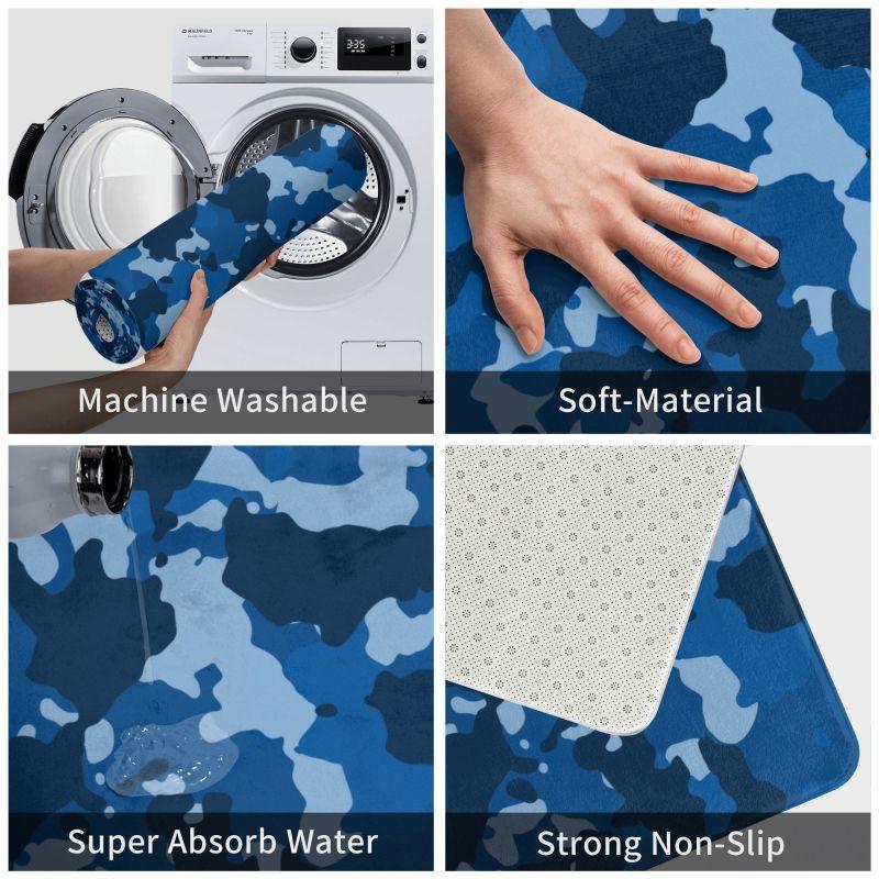 Custom Camouflage Army Air Force Blue Doormat Mat Anti-Slip Military Camo Bathroom Kitchen Garden Rug Carpet 40*60cm
