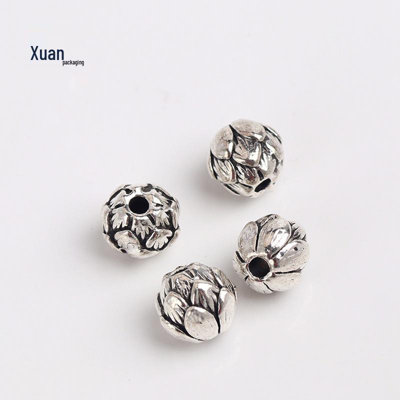 Tibetan Silver Lotus Flower Spacer Beads for Prayer Bracelets & DIY Accessories