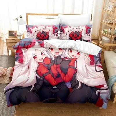 Luksusowy Nowy Zestaw Pościeli z Nadrukiem 3D Anime Gra Helltaker Poszewka na Kołdrę Zestaw Pościeli Poszewka na Kołdrę Poszewka na Poduszkę Królewski dla Chłopców Dorosłych Zestaw Pościeli