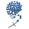 Elegant Cross Bead Necklace Rose Flower Glass Rosary Necklace Religious Jewelry Christian Prayer Beads Clavicle Chain