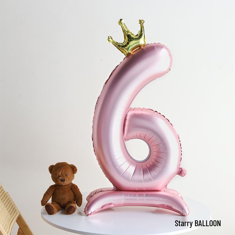 Pink Crown Number Balloon Decorations for Girl's First Birthday