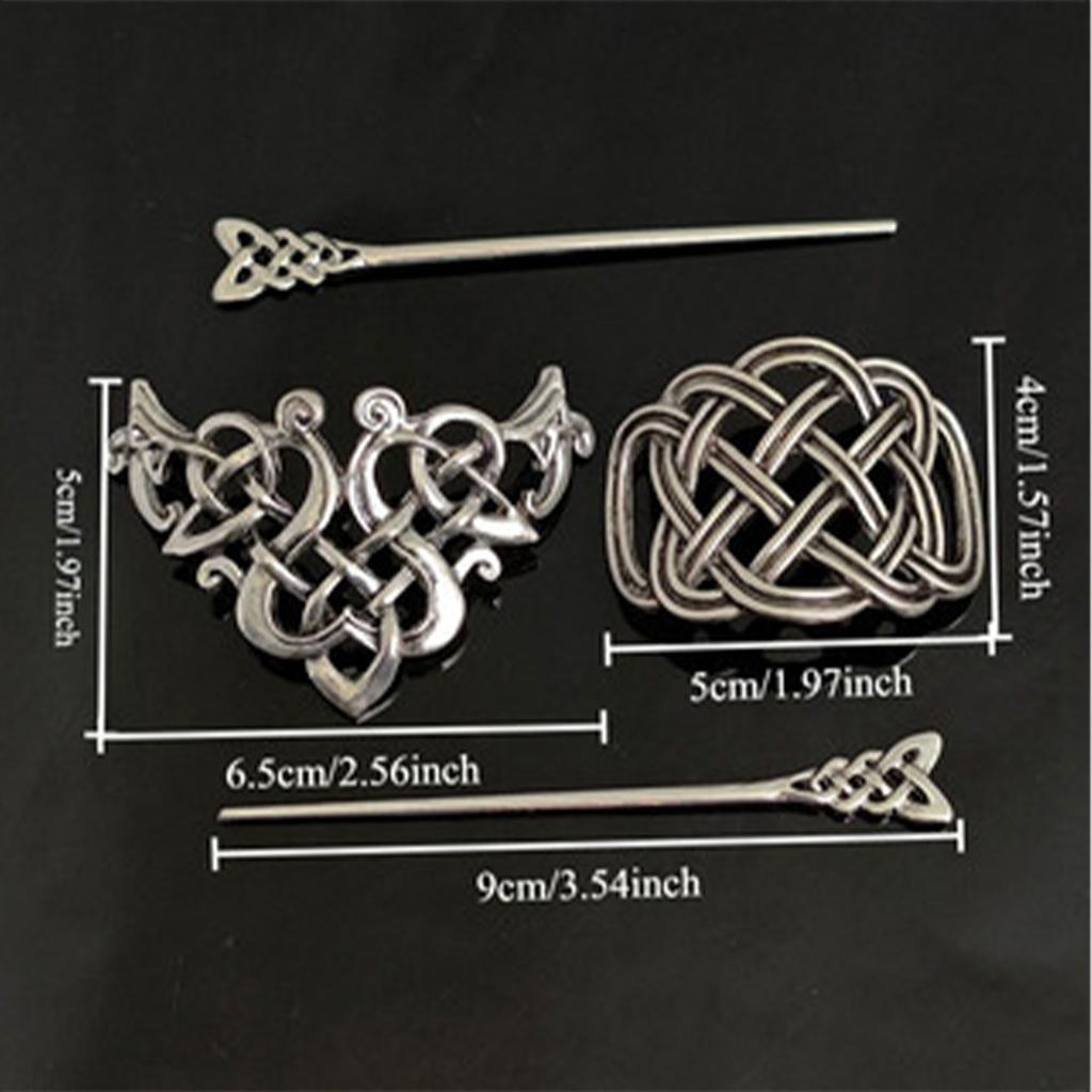 2 sets of European and American Viking Celtic love hair clips, retro Norwegian style party accessories, Valentine's Day gifts
