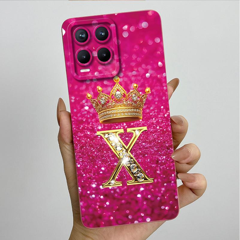 For Realme 8 Pro RMX3085 RMX3081 Fashion Initial Letter Couple Phone Case for Realme8 8Pro 4G Soft Silicone Protective Casing