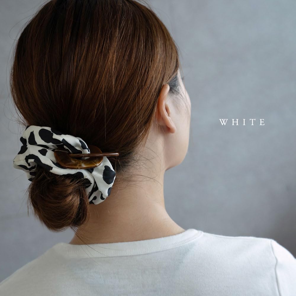 JewelVOX Scrunchie Hair Leopard Animal with Tortoiseshell Single Adult Size Women's Accessory, Print, Print, Charm, Wide, (White)