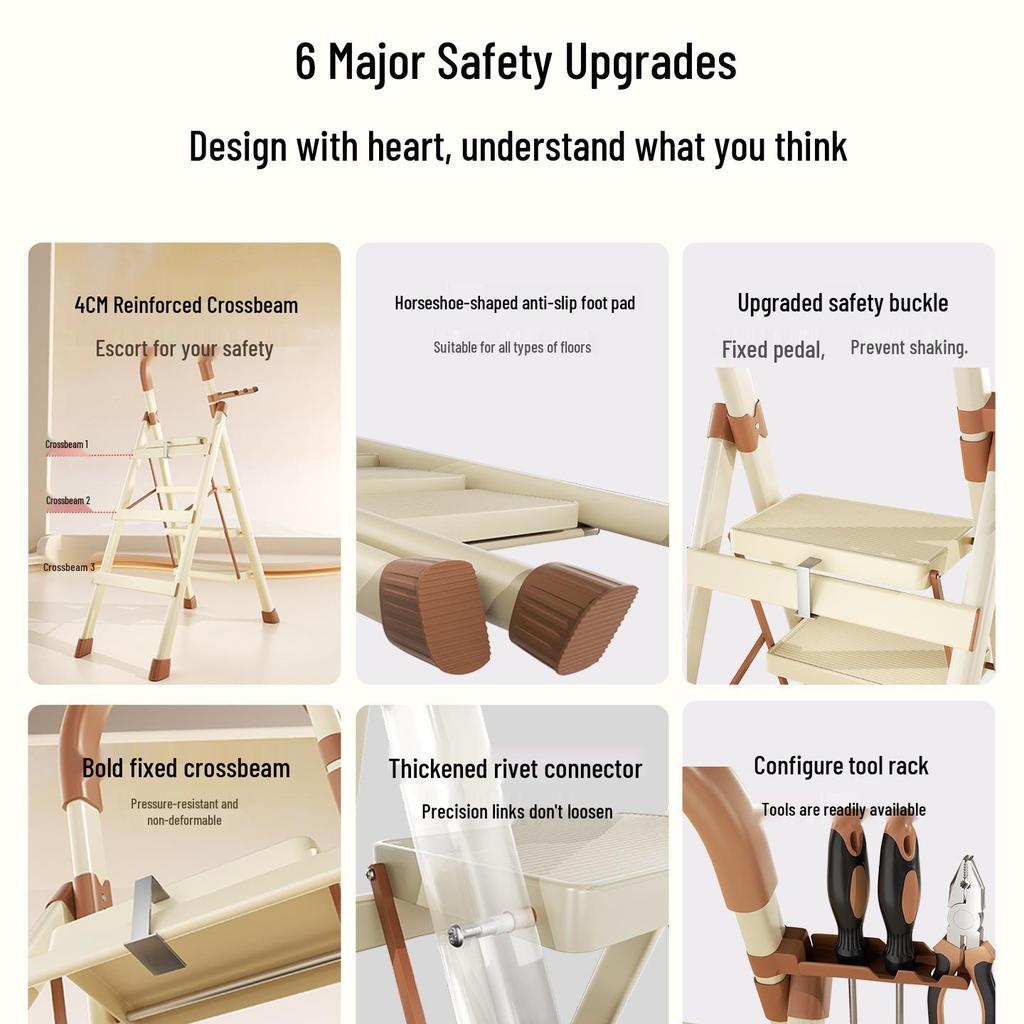 Telescopic A-Frame Ladder: Lightweight, Thickened, Portable Folding Ladder for Home Use