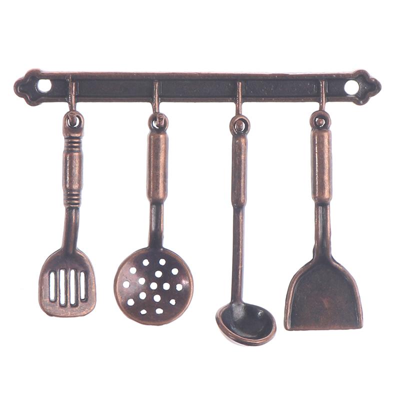 Dukkehus Miniatyr Spade Suppeskje Oppbevaringsholder Simulasjon Kjøkkenredskaper