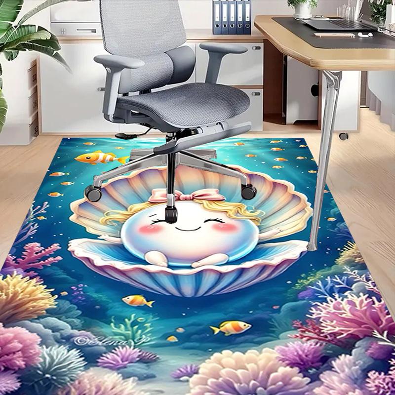 1PC shell ocean Extra Large Non Slip Floor carpet, Office, family, bedroom, Studio Large Area Rug Indoor Rugs, Vibrant Colors