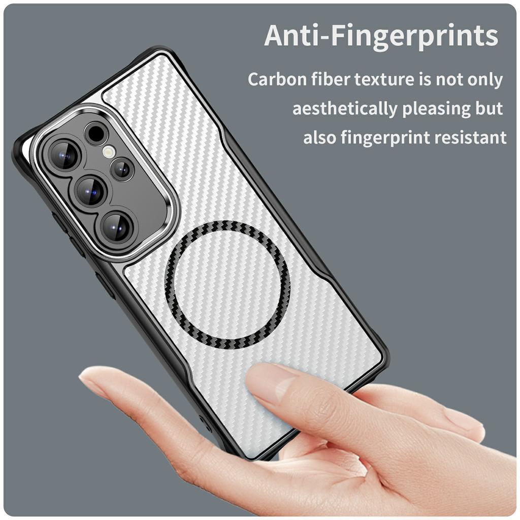 For Samsung Galaxy S25 Ultra Case Compatible with MagSafe TPU+PC Phone Cover Carbon Fiber