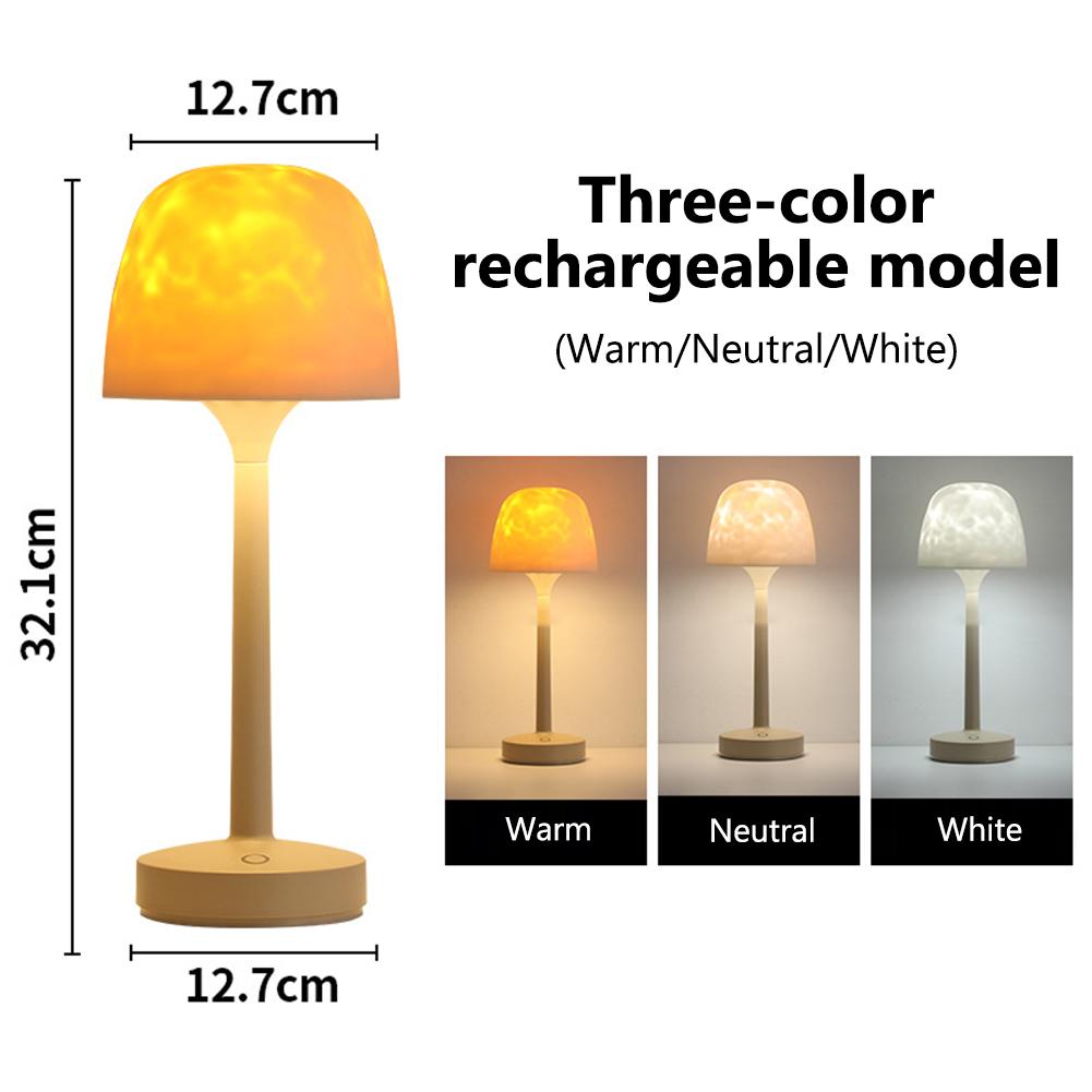 Water Ripple Lamp 3/16 Colors Night Light Rechargeable Table Lamp Ocean Wave Projector Lamp for Home Bedroom Ambient Lighting