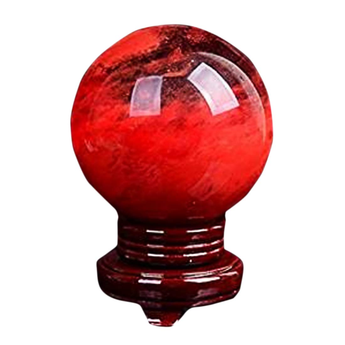 

YISHUI Red Crystal Good Luck Clear with 100mm Ball, Charm, Quartz, Base,
