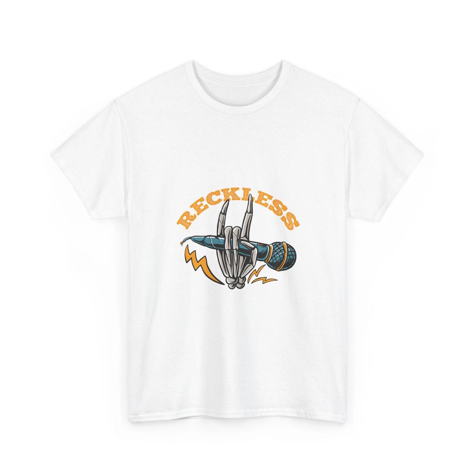 Reckless Microphone Tee | Rock Music Skull Graphic, Cool Tee, Cotton, Quality M