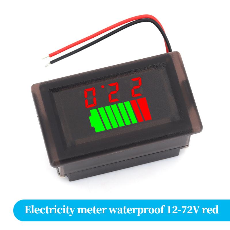 Stlxy voltmeter waterproof car battery level indicator 12V-72V lithium battery capacity meter tester red blue display tester
