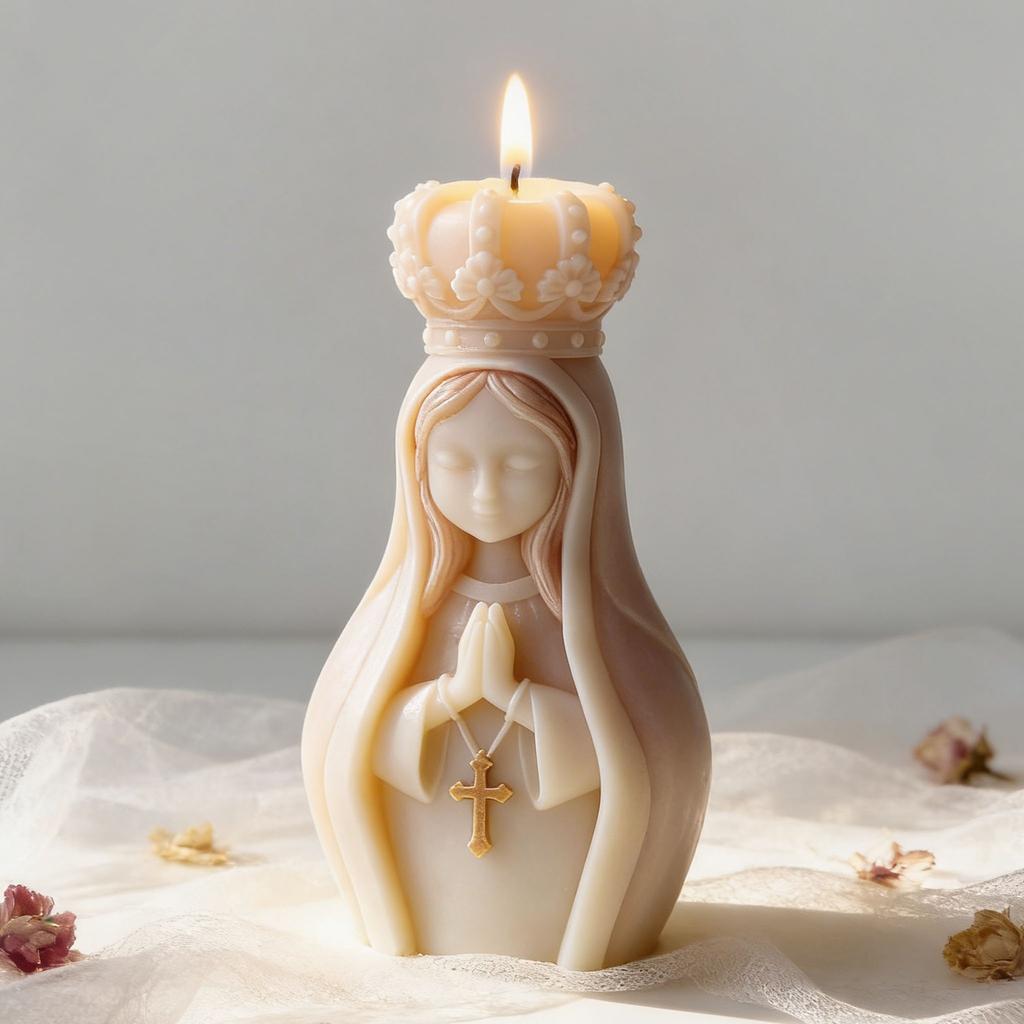 3d Virgin Mary Candle Mold Non-Toxic Candle Making Mold Praying Virgin Mold Exquisite For Home Fragrance Religious Decor Gift