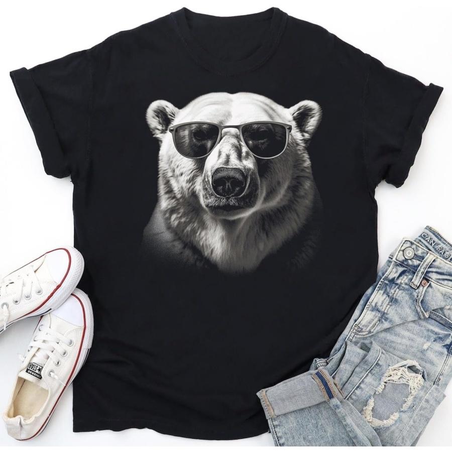 Polar Bear Sunglasses Wild Animal Art Animal Polar Bear T-Shirt, Tank Top, Long Sleeve Shirt, Sweatshirt, Hoodie Men Women Kids Made in Canada XXXXXL разноцветный