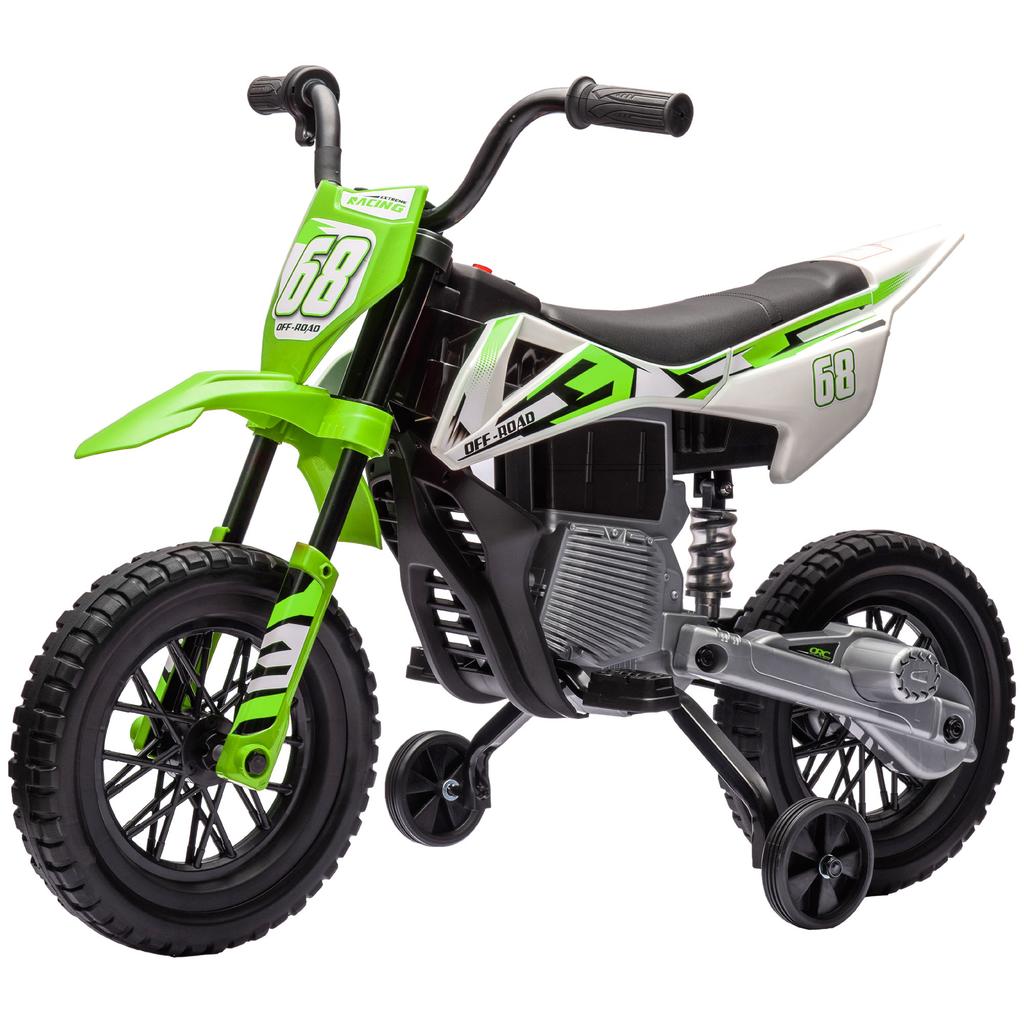 12V Kids Electric Motorbike, Kids Electric Ride on motorcycle w/ Twist Grip Throttle, Training Wheels, Green