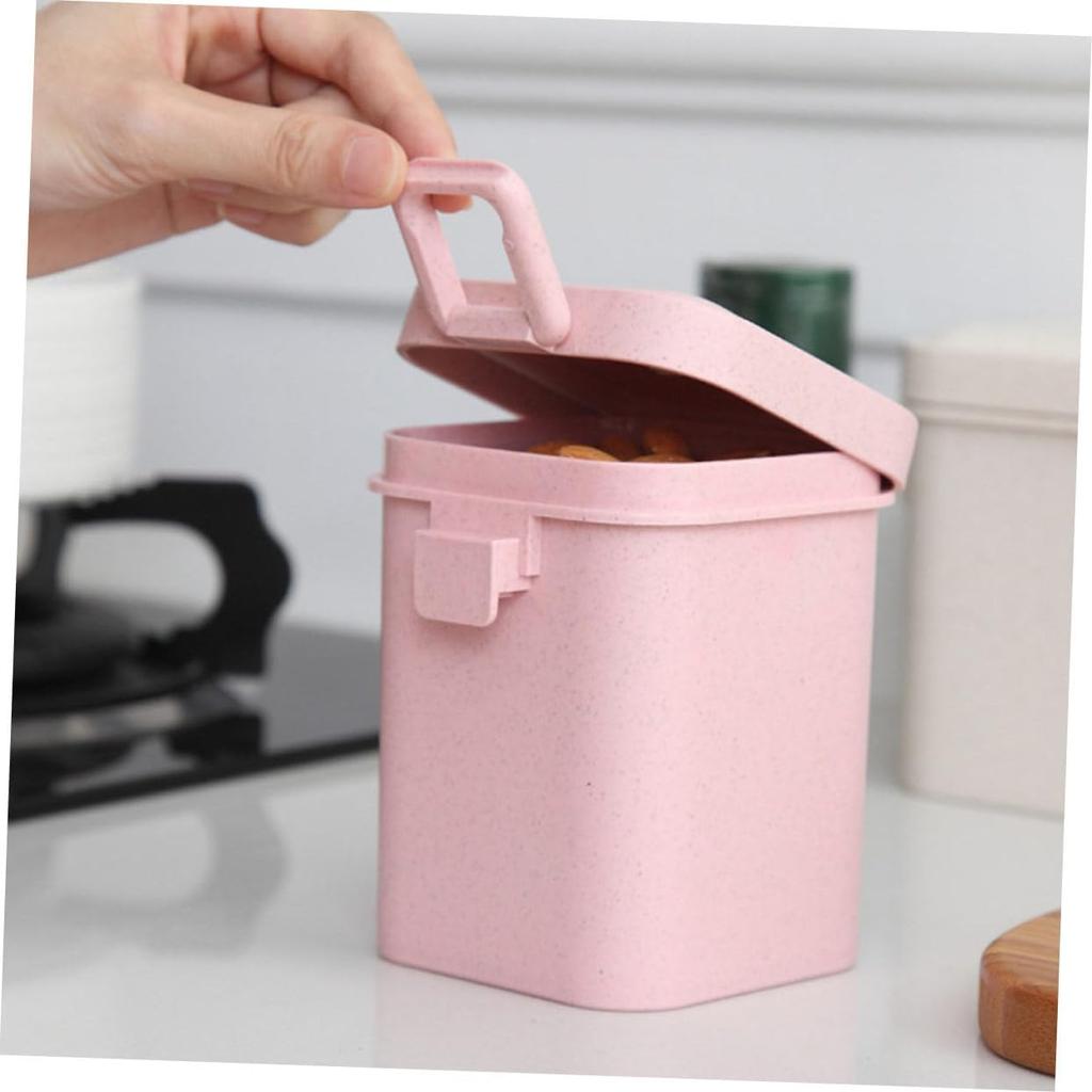 Cabilock 3pcs Wheat Straw Soup Cup Microwaveable Porridge Breakfast Cups with Sealed Lid Square School Picnic Green Beige Pink