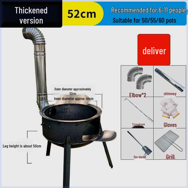 Banquet 90 New Firewood Cooktop: High-Capacity Rural Wood Stove for Intense Heat Cooking.