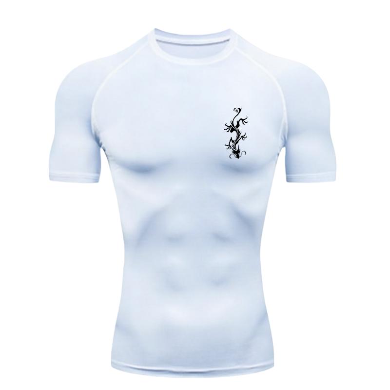 Men's Sports T-shirt Dragon Pattern  Training Fitness Compression Quick Dry Short Sleeve Athletic Tees Workout T-Shirt