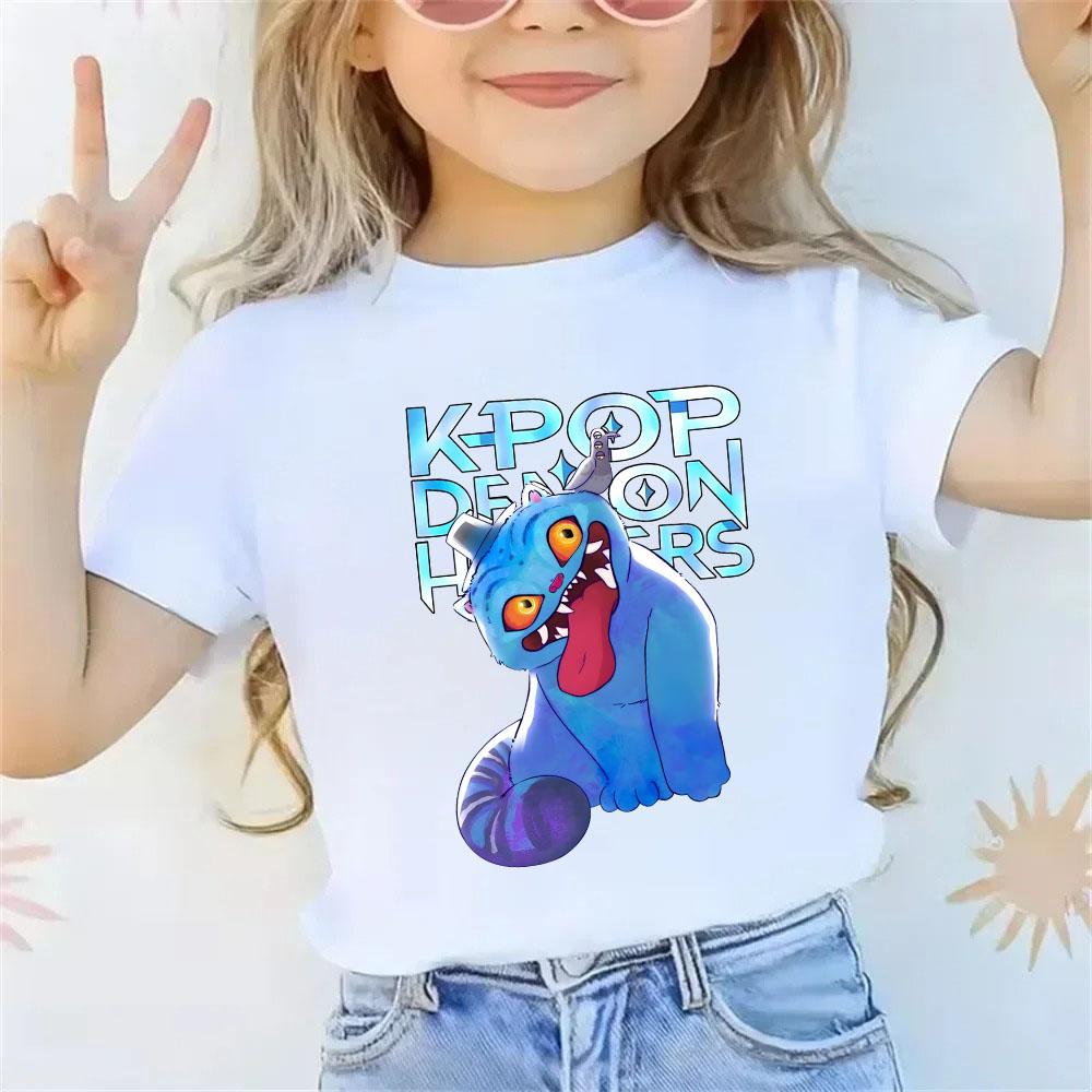 KPop Dämonenjäger T-Shirt Sommer Kurzarm-Tee für Freizeit Locker Mädchen Junge Grafikdruck Oberteile