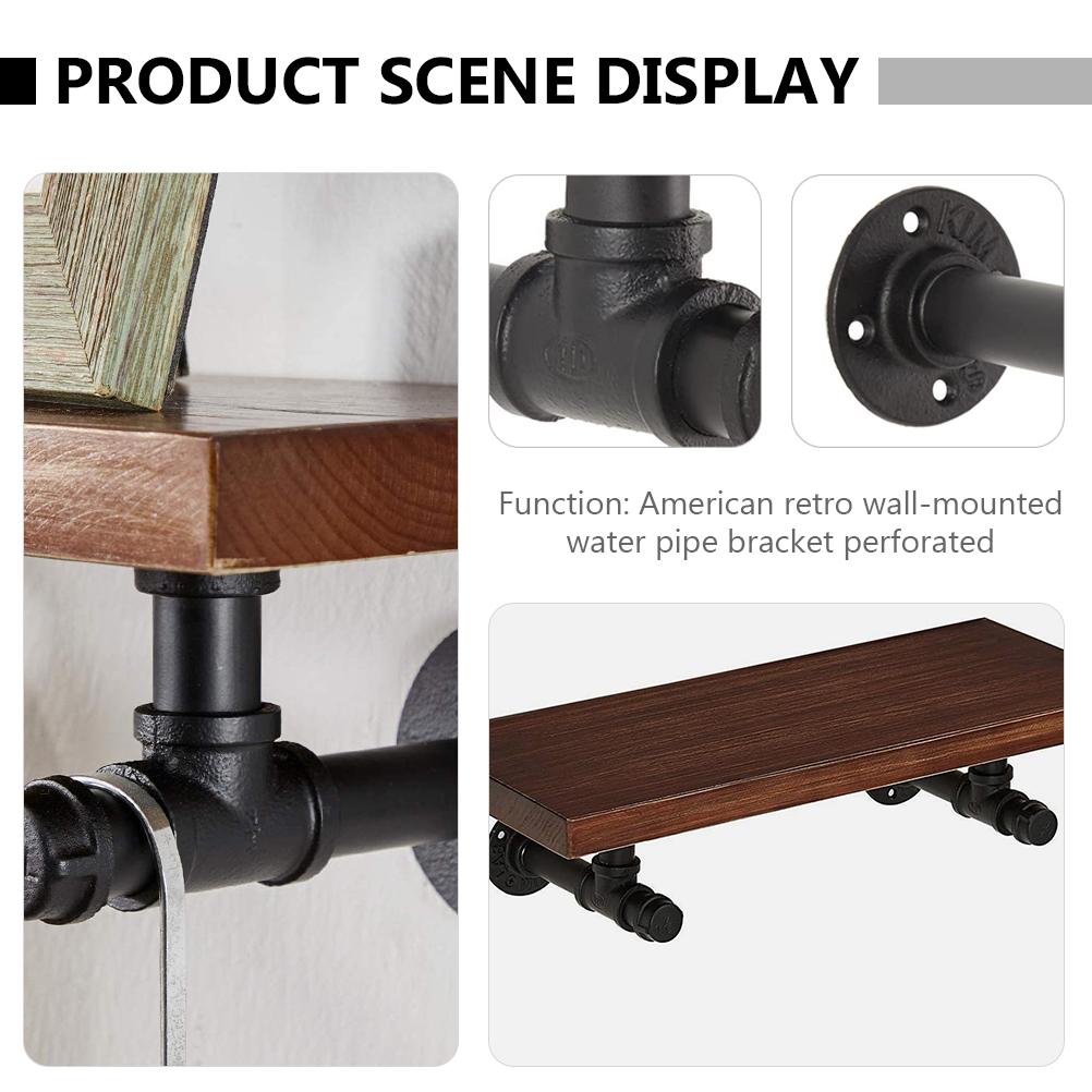 2Pcs Iron Shelf Brackets Wall-Mounted Shelves Brackets for Bedroom Garage Office DIY Floating Shelf Support Rustic Style