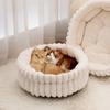 Thickened Round Pet Bed for Small Dogs&Cats Soft Washable Fabric Mat Waterproof Bottom Warm Plush Dog Cushion with Non-Slip Base