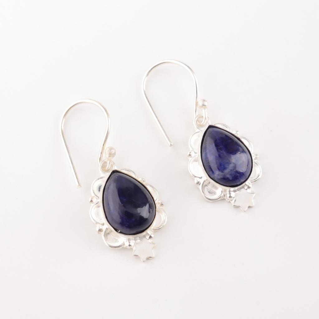 Natural Sodalite Gemstone 925 Stamped Silver Handmade Jewelry Earrings For Women EE-163-29