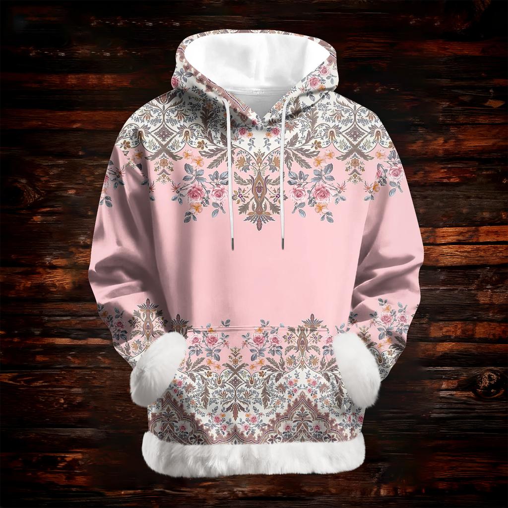 Women's Casual Fashion Print Long Sleeve Hooded Sweatshirt Top