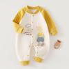 Seamless Cartoon Thick Warm Long Sleeve Newborn Baby One Piece Romper Crawling Suit