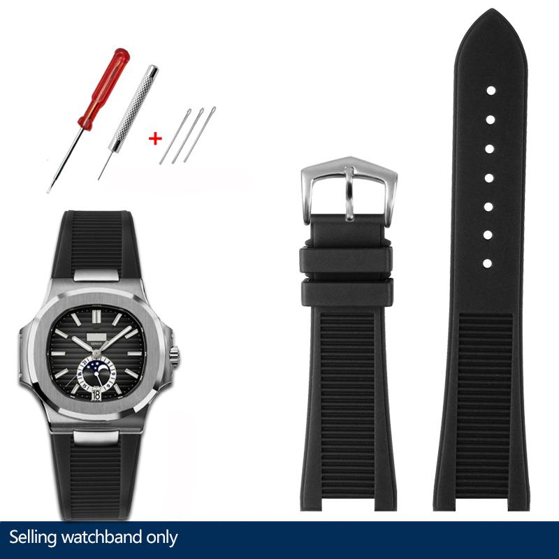 25*13mm Silicone Rubber Watchband For Pa-tek Philippe Nautilus Series 5711/5712/5980 Waterproof Sports Strap Bracelet Brown Blue