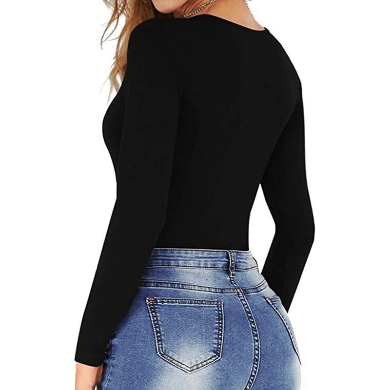 Damen Langarm Rundhals Body Slim Triangle Body