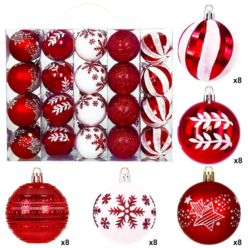 Cross-border Christmas Ornament Set: 40 Decorative 6CM Painted and Plated Plastic Balls.