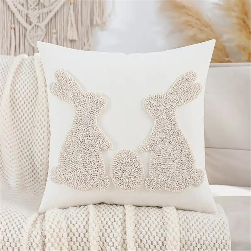Spring Easters Pillow Cover Comfortable Plushes Faux Furs Pillow Case for Bedroom Room Sofa Decorations