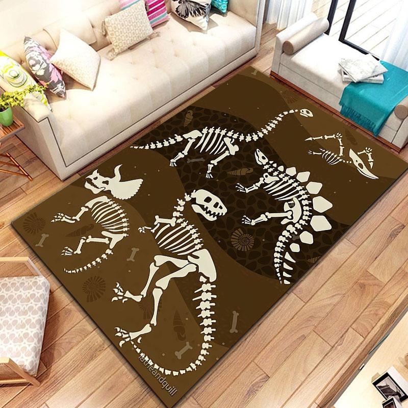 3D Dinosaur Fossil Art Pattern Rug Carpet for Living Room Bathroom Mat Creative Doormat Carpet for Bedroom Home Decor